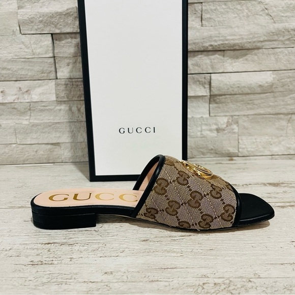 Gucci Jolie Black GG Supreme Monogram Matelasse Sandals Mules Slides SZ 36 - Picture 8 of 16